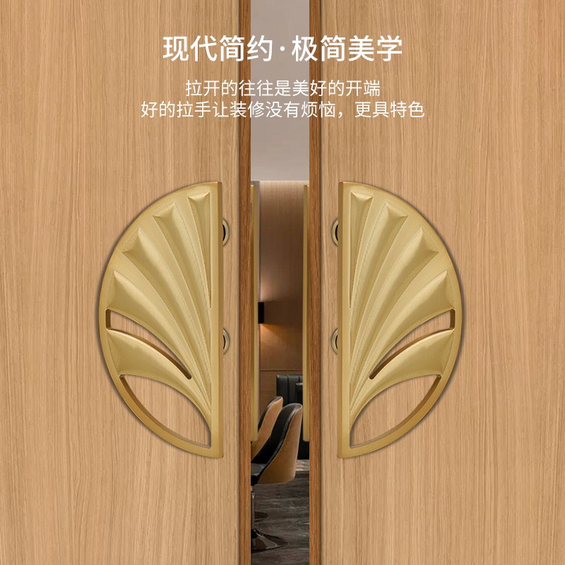 圆形半圆形大拉手玻璃门把手木门大门拉手镂空仿古铜包厢大门拉手
