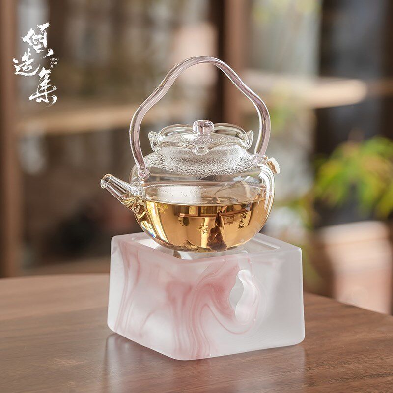 水晶玻璃温茶炉蜡烛加热茶壶底座女士高颜值暖茶炉明火烤茶炉简约