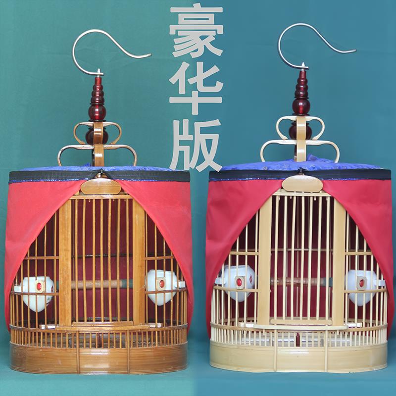 精品平底川笼画眉专用鸟笼竹制全套配件雕刻八哥鹩哥鸟笼子大号