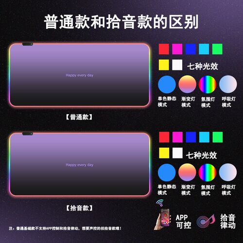 高级感纯色渐变发光鼠标垫RGB极简风超大号电竞游戏键盘办公桌垫