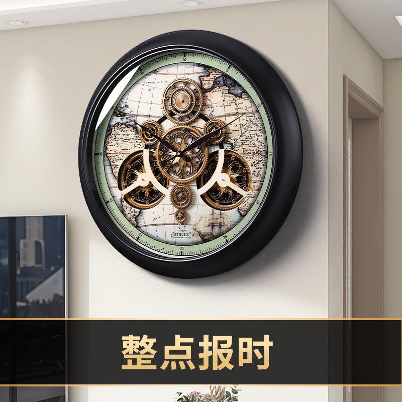 复古机械齿轮挂钟客厅2025新款轻奢高级感高端家用创意时钟表挂墙
