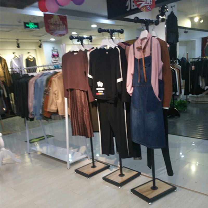 服装正挂橱窗展示架铁艺模特架子落地单双挂衣架女装店双挂架点挂