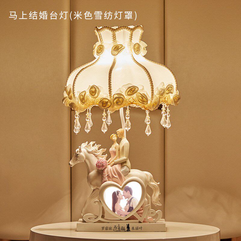 结婚长明灯一对台灯床头灯喜灯新婚陪嫁欧式公主风红色高档婚房女