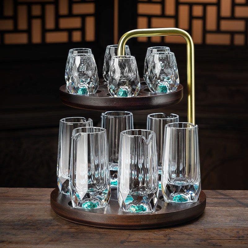 水晶白酒杯分酒器套装家用精致皮箱礼盒高级感酒盅酒具小一口杯子