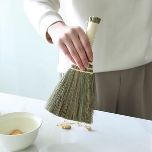 日式芒草小扫把家用手工编织扫帚单个迷你不粘头的发老式桌面笤帚