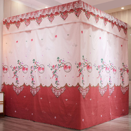 宫廷落地双层蚊帐遮光防蚊床幔带防尘顶加粗钢管支架新款家用公主