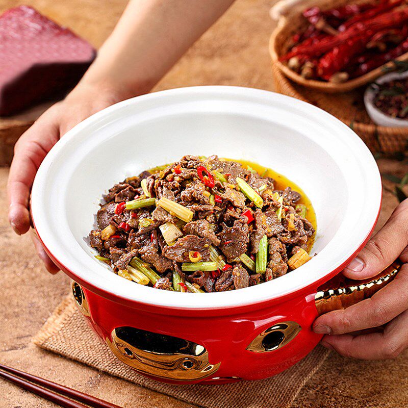 辣椒小炒肉盘小炒黄牛肉盘酒精蜡烛干冰加热炉江湖湘菜盘回锅肉