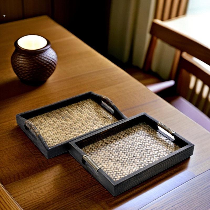 泰式美容院毛巾盘会所按摩精油托盘家居会所用装饰装修复古木茶盘