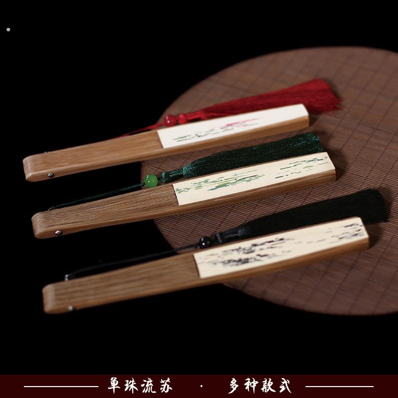 扇子6寸日式手绘纸扇空白女式纸折扇礼品书画折扇竹扇工艺扇