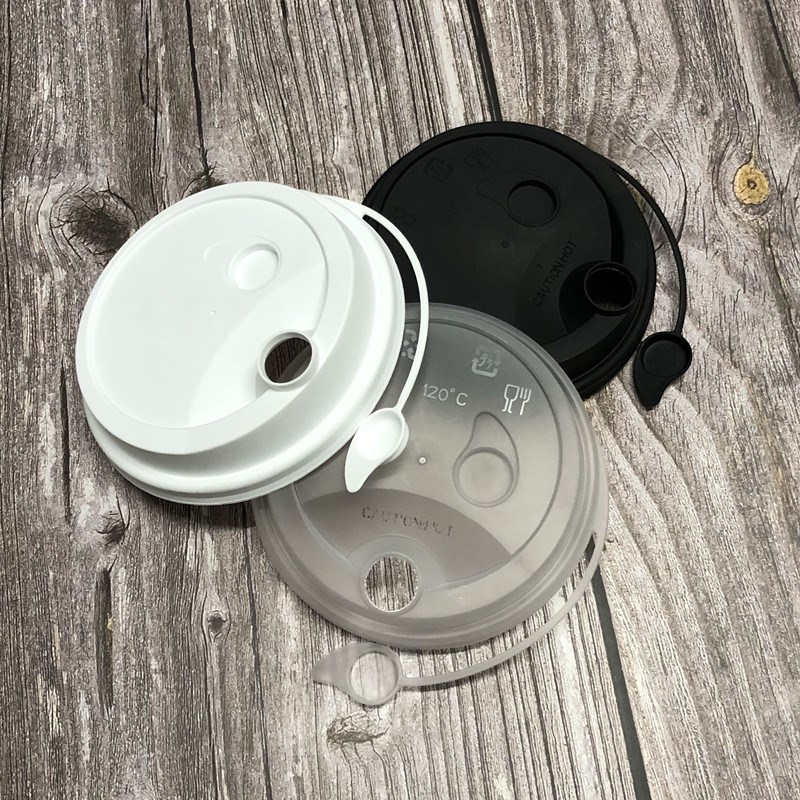 一次性90口径奶茶杯盖子磨砂90防漏连体盖注塑杯盖果汁饮料打包杯