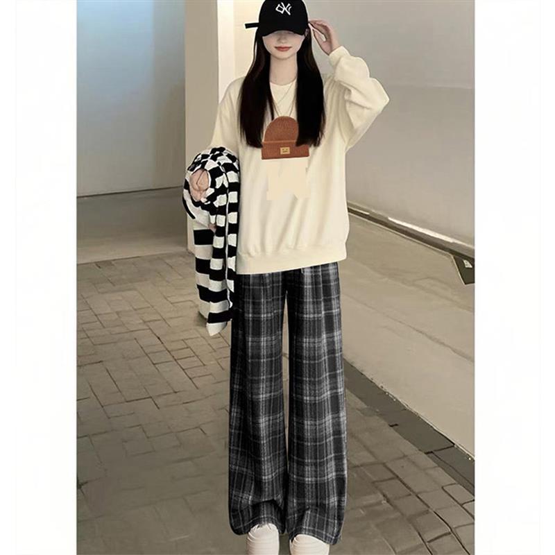 孕妇春装套装2026新款卫衣遮肚显瘦休闲格子裤穿搭高级感秋冬加绒