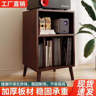 黑胶唱片柜新款实木唱片机柜展示架北欧风落地书柜音响收纳置物架