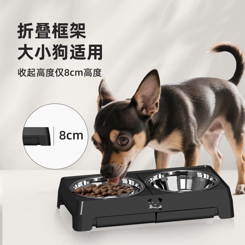 宠物可升降调节高度狗碗架双碗大型犬小狗通用狗盆喂食器折叠护颈