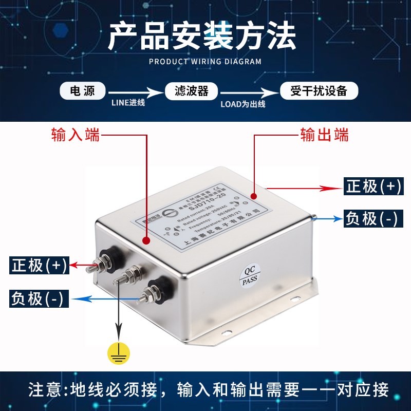 SJD710单相三级交流电源滤波器220V250V伺服变频抗干扰EMC净化器