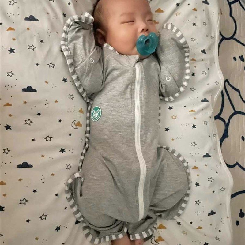 婴儿防惊跳睡袋竹纤维夏季超薄款投降式鸡翅襁褓宝宝防踢被可拆袖