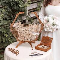 Creative hollowed-out leaf heart-shaped wood chip signature tree, wedding, graduation signature book, event, business annual meeting sign-in board thumbnail 6
