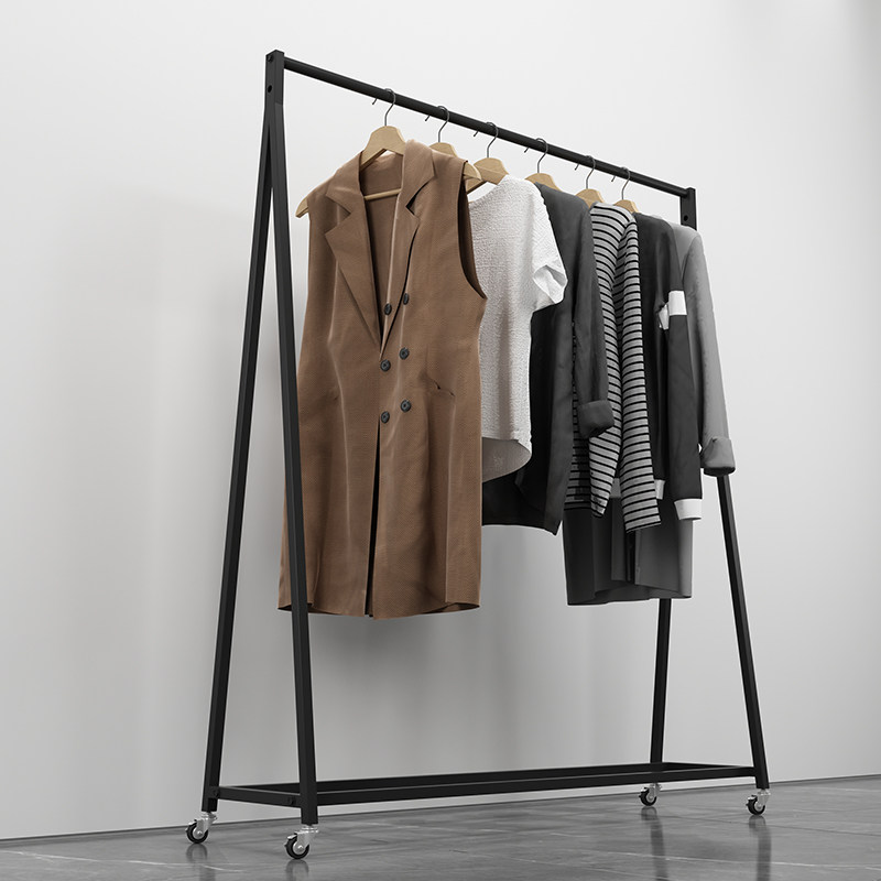 加粗铁艺服装店展示挂衣架落地式带轮可移动龙门架家用服装架定制