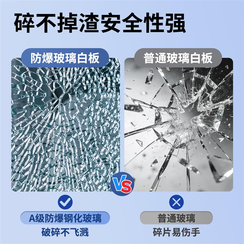 防爆磁性钢化玻璃白板强磁贴挂墙办公会议写字板书写家用教学培训