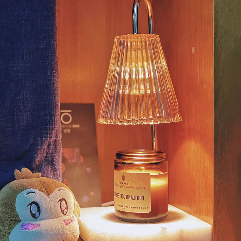 香薰灯融蜡灯大理石简约融烛灯ins卧室调光助眠蜡烛台灯香港台湾