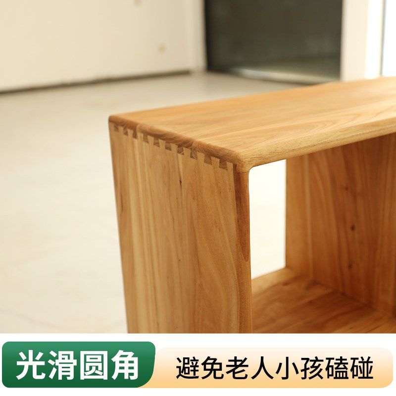老榆木书架纯实木格子原木榫卯组合收纳柜落地储物多层置物矮书架