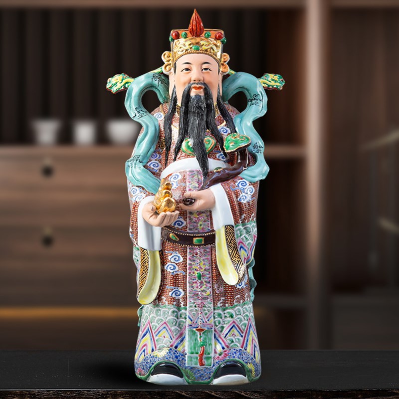 财神爷招财佛菩萨陶瓷佛像套装招财供奉瓷财神像家用陶瓷摆饰
