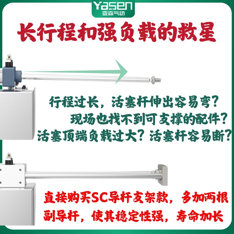 SC气缸指向支架三轴三杆带导杆压料气缸机架SC32/40/50/63/80/100