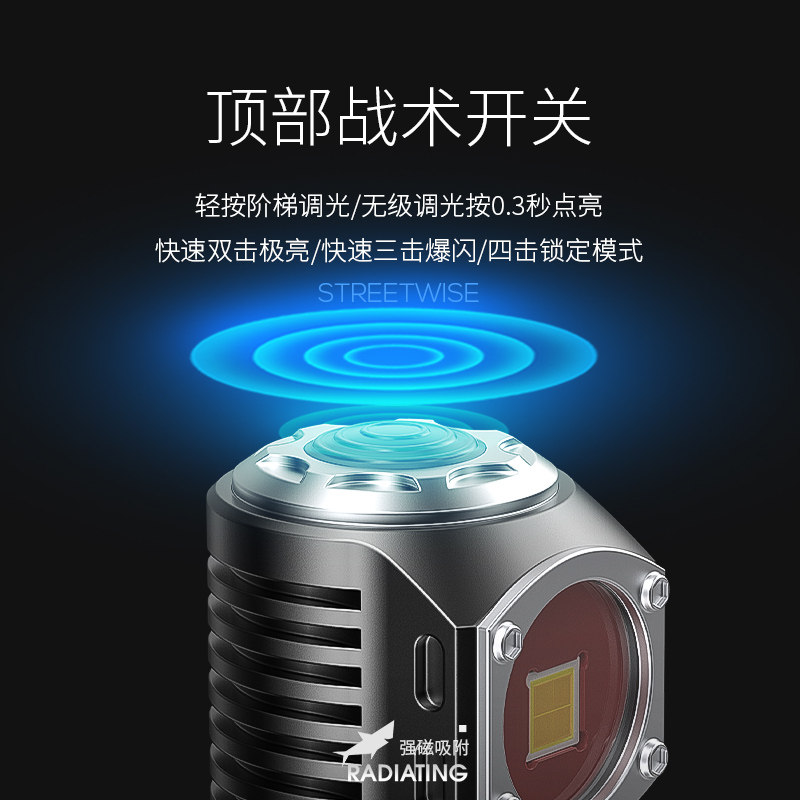 钛合金手电筒强光充电超亮远射泛光拐角迷你便携式w100000疝气灯