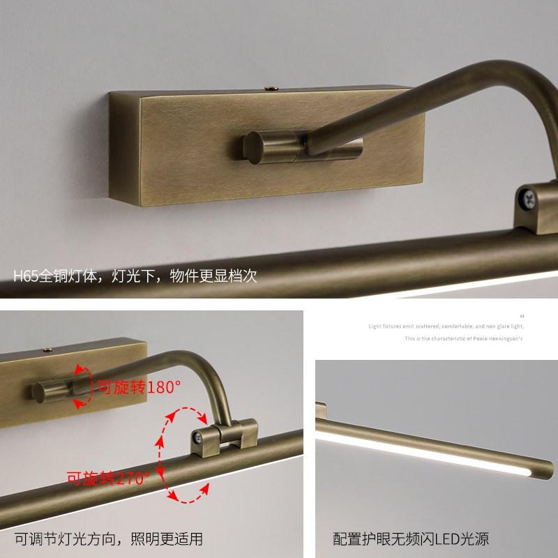 全铜轻奢客厅墙壁照画灯门口招牌灯走廊装饰挂画灯一字复古镜前灯