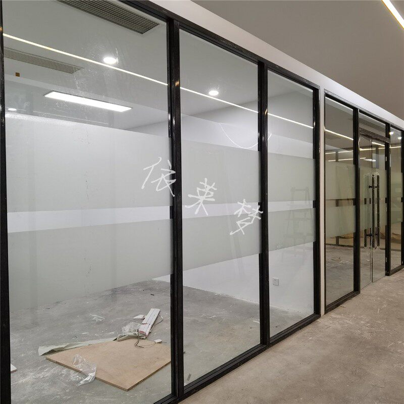 南京办公室玻璃隔墙钢化磨砂玻璃铝合金百叶隔断办公高隔断墙隔间