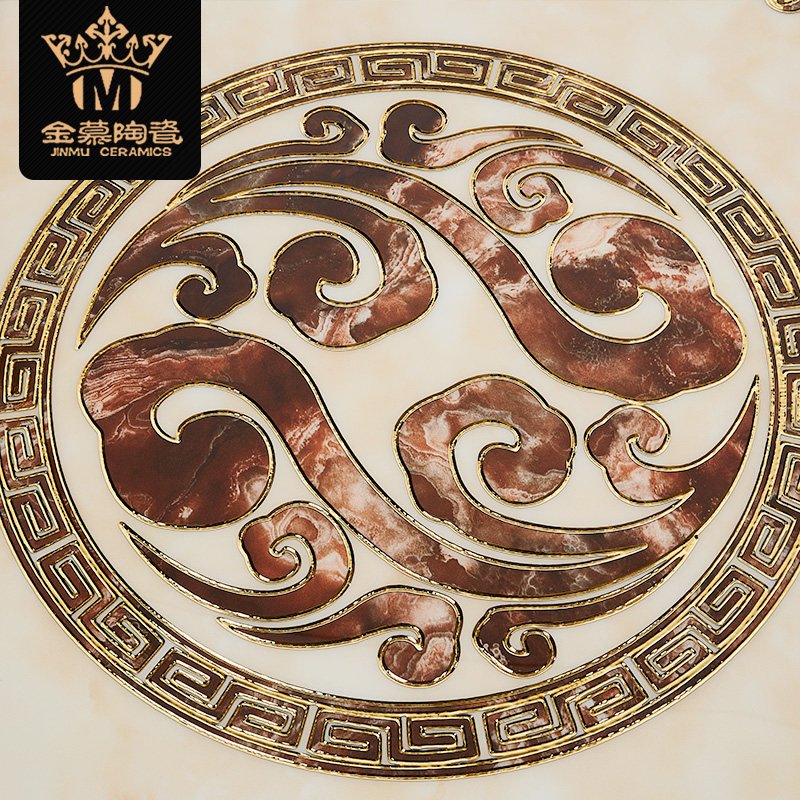 地砖拼花瓷砖客厅入户玄关祥云拼图地板砖仿水刀拼花餐厅中式地砖