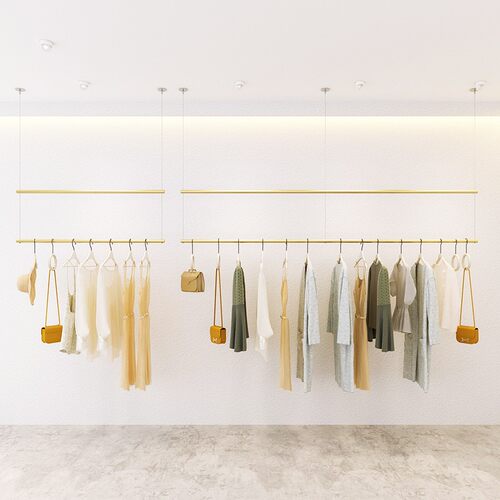 服装展示架上墙悬挂吊架女装店吊顶衣架双层挂衣杆衣帽间架子吊杆