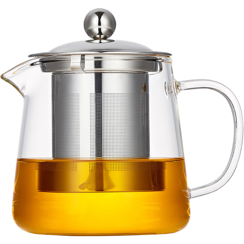 绿昌明玻璃茶壶不锈钢过滤家用水壶耐热高温加厚泡茶壶花茶具套装