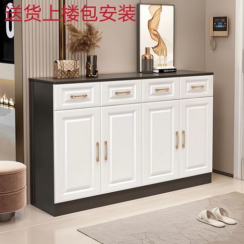 实木鞋柜家用门口靠墙一体收纳柜经济型入户储物柜进门简易鞋柜