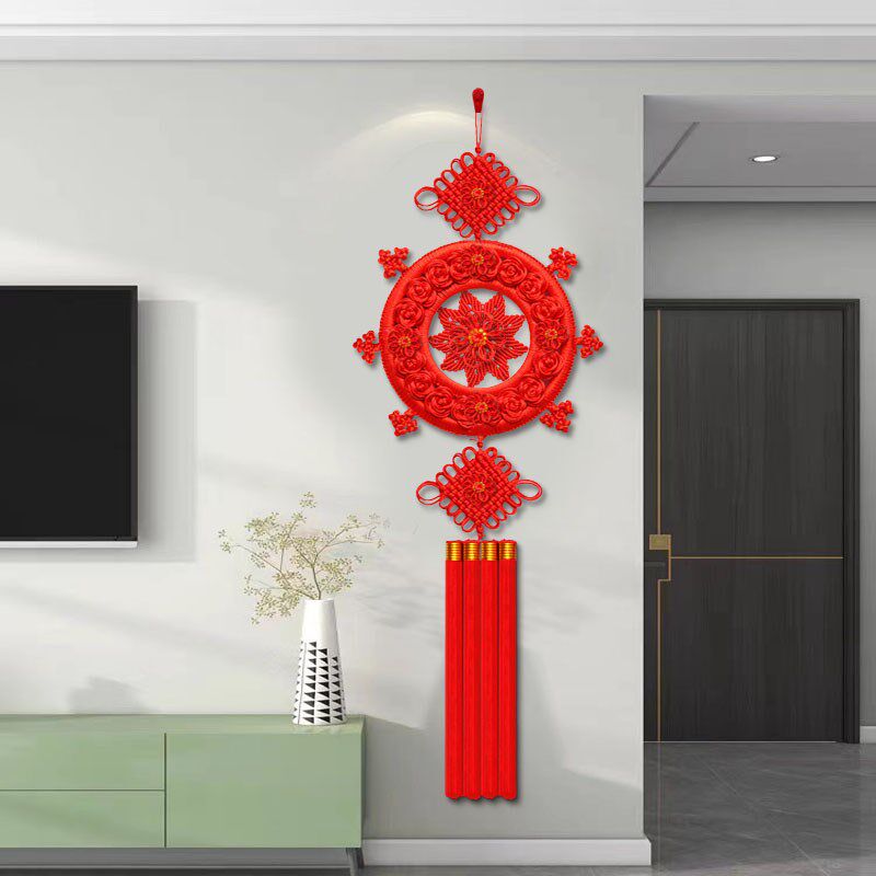 圆形莲花五帝钱中国结挂件装饰礼品工艺品礼品过年春节新年