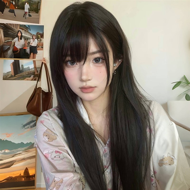 假发女长发全头套式少萝萌妹甜美日常双马尾黑长直齐浏海jk假发套