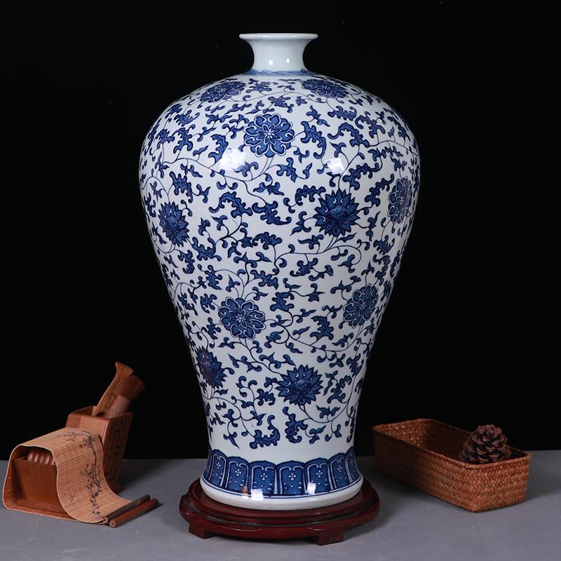 景德镇手绘青花瓷花瓶摆件客厅家居装饰工艺品电视柜玄关中式瓷瓶