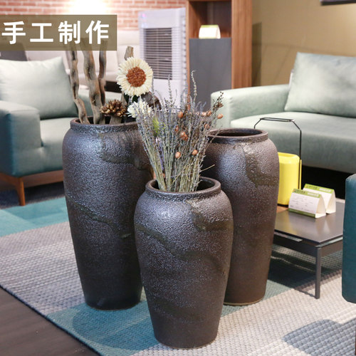 干花花瓶摆件客厅插花复古景德镇陶瓷小清新陶罐瓷器落地花器装饰
