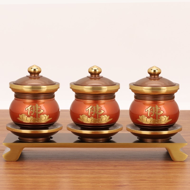 供佛用品家用纯铜香炉上香神台供果盘观音圣水杯花瓶佛供灯长明灯