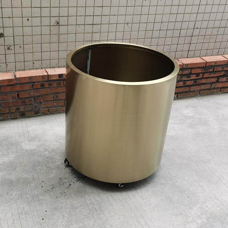304种植桶 不锈钢 滚轮花盆 滑轮 香槟金 户外花钵 移动树池 花器