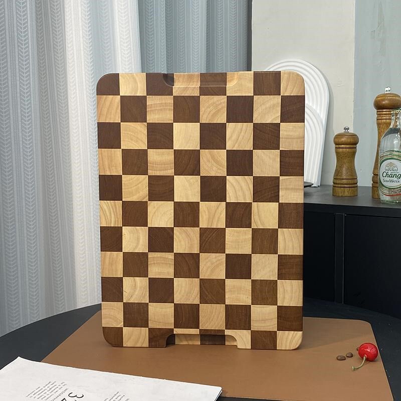 棋盘格菜板 家用实木砧板 厨房案板不规则拼接花纹泰国橡胶木