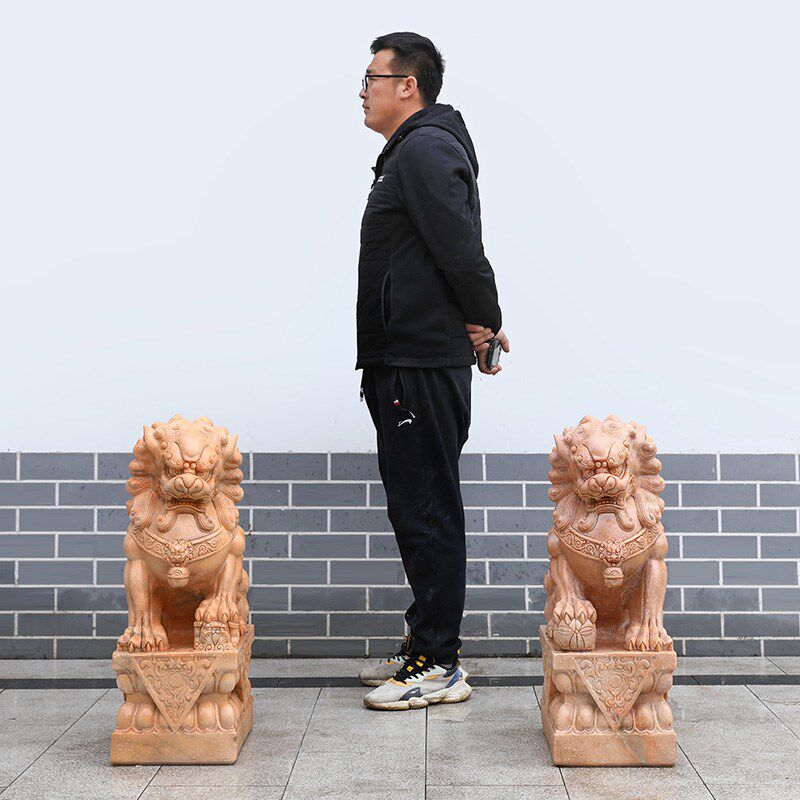 家用石雕汉白玉石狮子一对家用自建房子别墅门口青石狮子装饰摆件