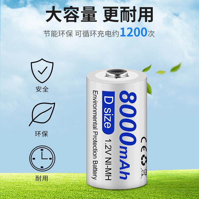 1号充电电池充电器套装1.2V大容量D型正品瓦斯炉热水器专用家庭商