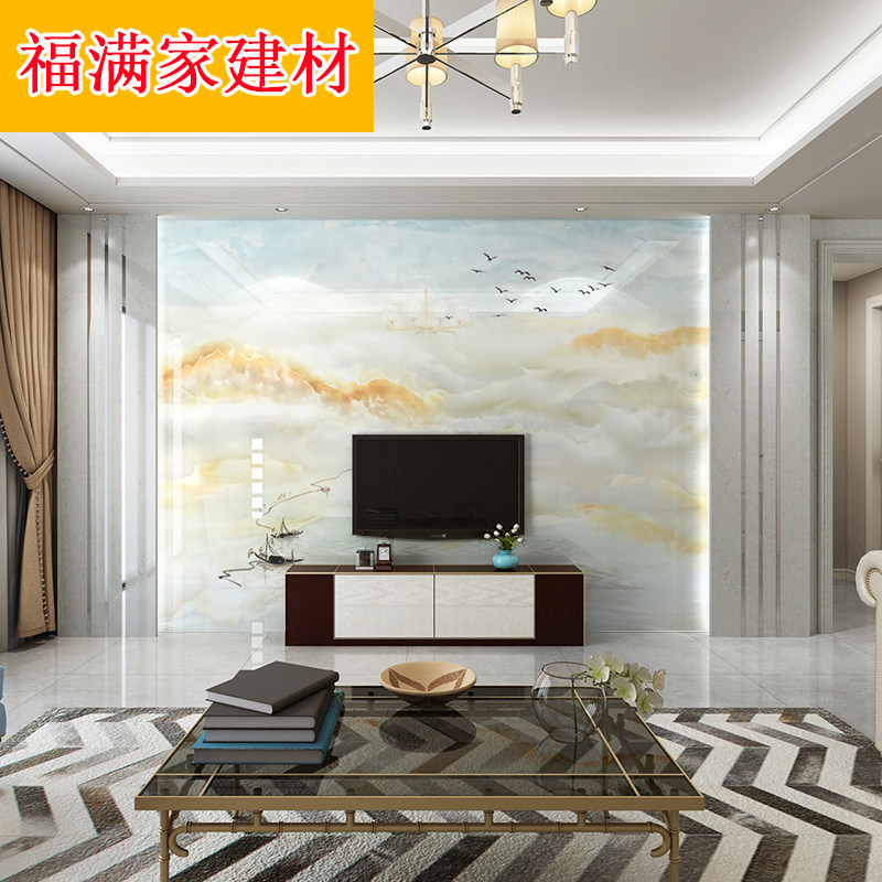 大理石电视背景墙瓷砖欧式客厅轻奢现代简约影视墙装饰金属条边框