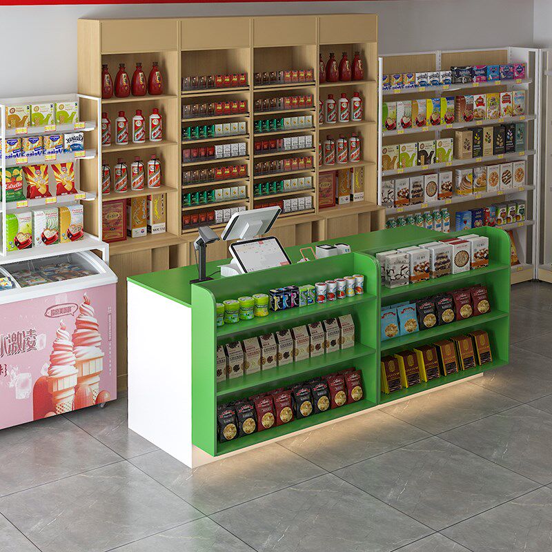 转角收银台超市便利店前台展示柜置物小货架吧台奶茶店接待台拐角