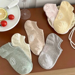 彩色点子纱船袜女纯棉不掉跟防滑夏季 ins潮日系隐形浅口短袜 薄款