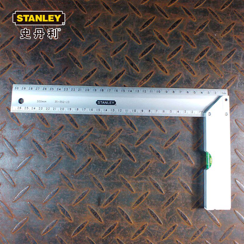 STANLEY史丹利35-352-23带水泡铝直角尺300x164mm带水平尺的角尺