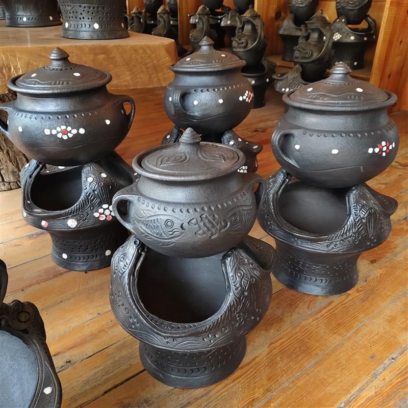 手工无釉云南香格里拉黑砂锅土锅老式炖煲汤锅家用粗土陶破损包赔