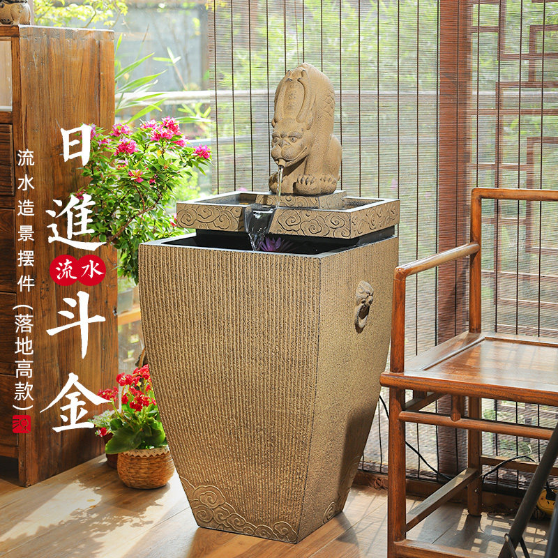汉韵堂新中式落地流水摆件室内客厅玄关办公室装饰循环水景观喷泉