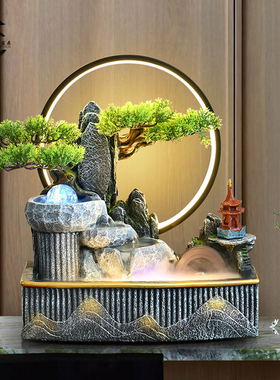室内桌面鱼池造景假山流水喷泉风水轮摆件循环水装饰开业乔迁送礼