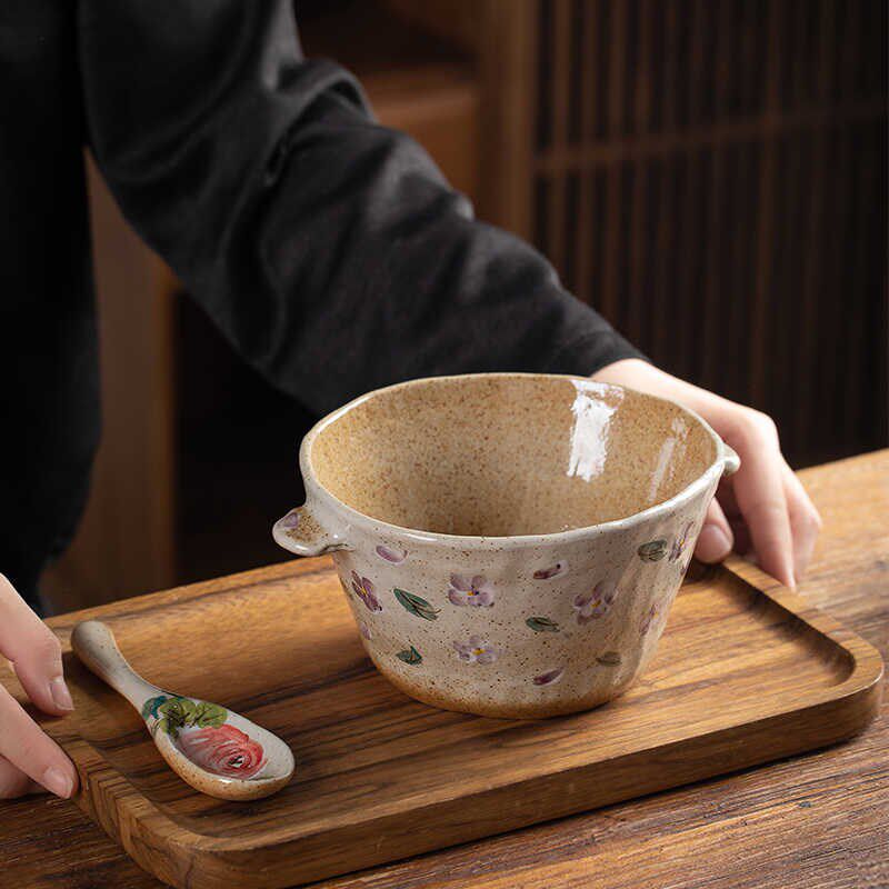 景德镇陶瓷碗可爱釉下彩手绘女孩餐具双耳碗泡面碗汤碗大容量家用